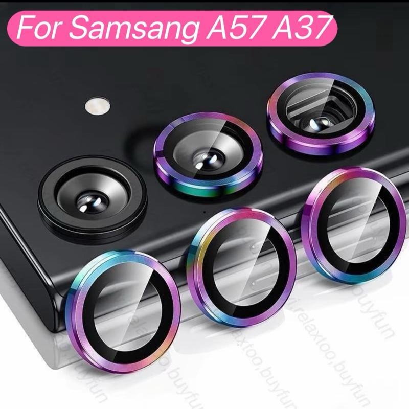 ฟิล์มกระจกเลนส์กล้อง For Samsung A57 A37 ตัวป้องกันเลนส์กล้อง แหวนกันรอยกล้อง ขอบเป็นโลหะอลูมิเนียม งานการผลิตเนียน