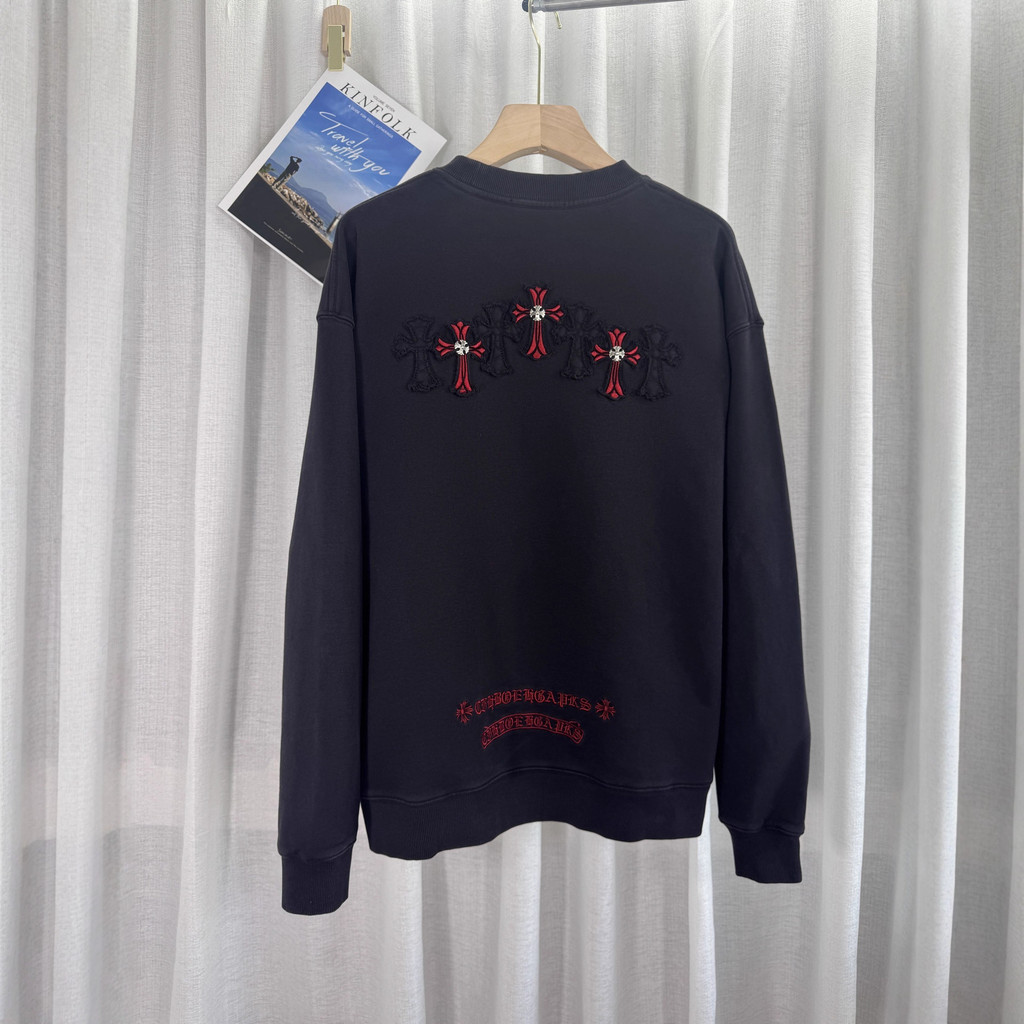 C2I6 Chrome Hearts Foreign Trade Autumn Winter New Style Cross Patch Embroidered Crew Neck Hoodie Un