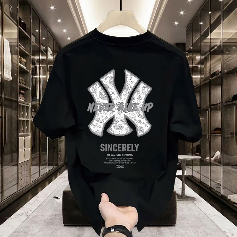 2026สไตล์อเมริกันRuffianหล่อหนักแขนสั้นเสื้อยืดชายหนุ่มผู้หญิงฤดูร้อนIns Streetสวมใส่Streetหลวมรอบคอ