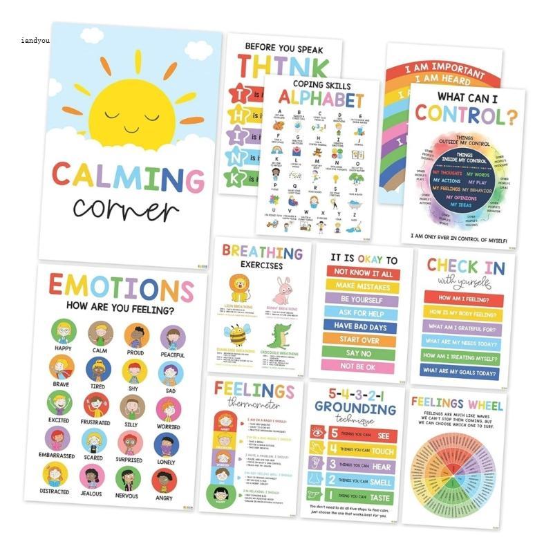 Iny Interactive Feeling Wheel โปสเตอร์การศึกษา สุขภาพจิต Awareness ห้องเรียน Wall Decors