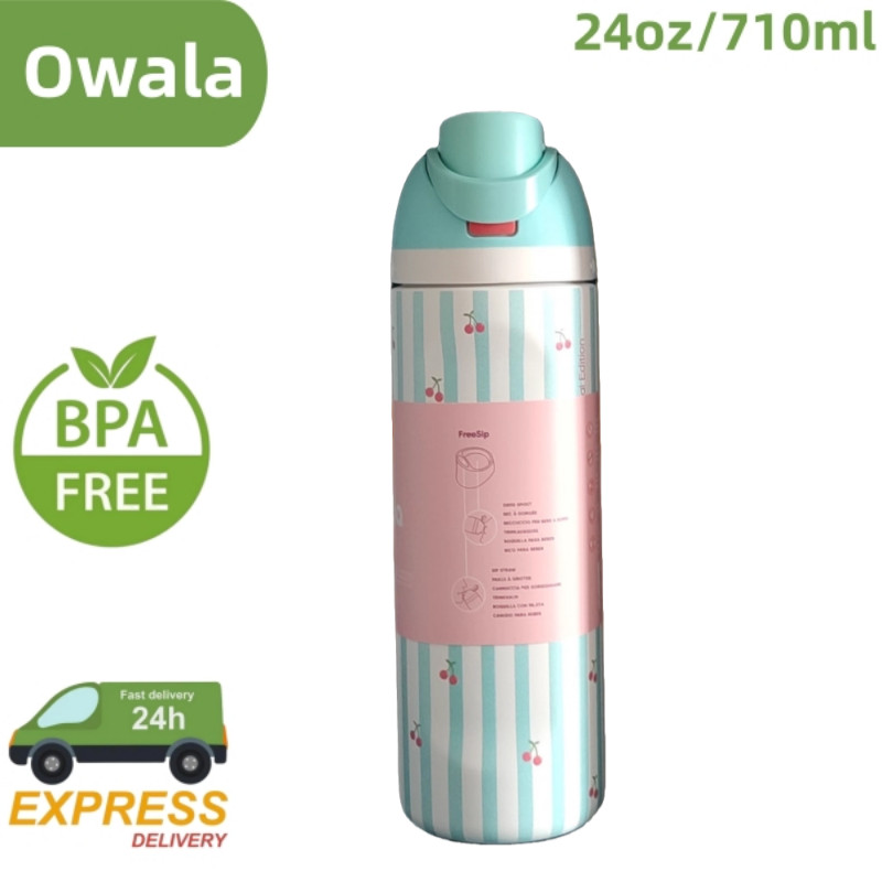ขวดน้ํา Owala FreeSip กันรั่ว 24 ออนซ์ - แก้วน้ําสแตนเลสหุ้มฉนวน รวมหลอดสําหรับการเดินทางและยิม