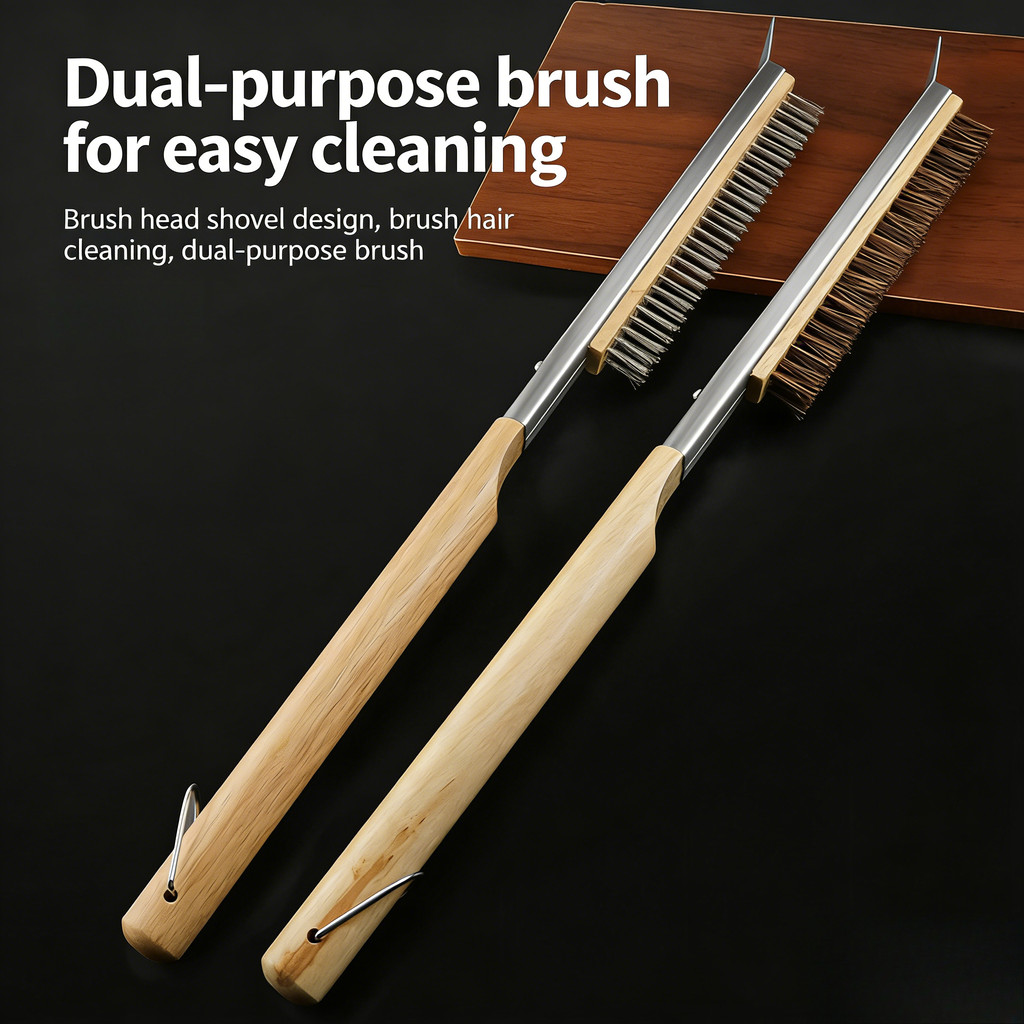 2 ใน 1แปรงเตาอบพิซซ่า,แปรงเปลี่ยนหัวแปรงบาร์บีคิวกลางแจ้งแปรงอบพิซซ่าเตาอบทําความสะอาดแปรงครัวเครื่องมือทําความสะอาด,มะพร้าวปาล์มแปรง,อุปกรณ์ทําความสะ - รูปที่ 2