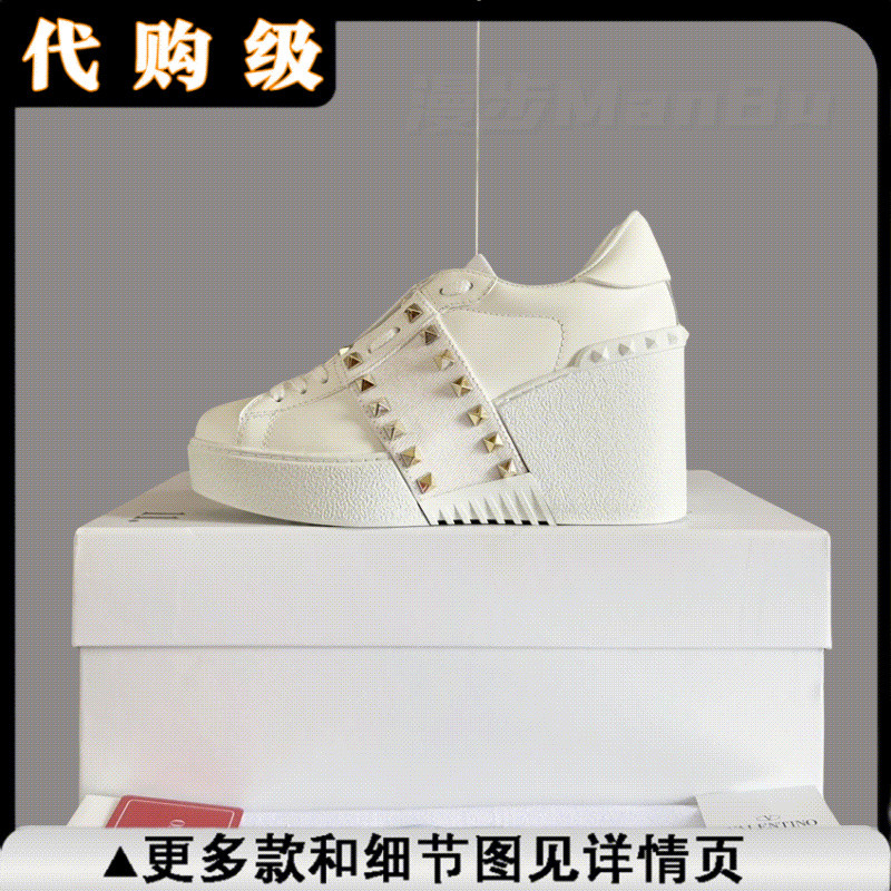 [เกรด Daigou] Valentino Valentino GARAVANI เปิด DISCO Rivets รองเท้าผ้าใบลําลองพื้นหนา Valentino รอง