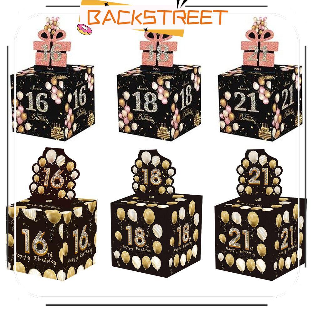 BACKSTAGEREAT Cash Pull Gift Boxs, วันเกิดกระดาษวันเกิด Money Box, 16th 18th 21st Happy Birthday Cre
