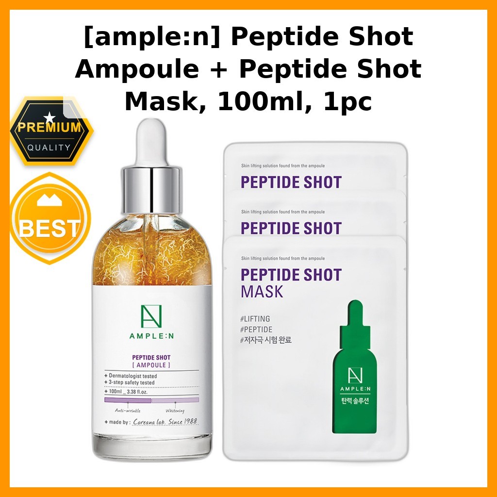 [ample:n] Peptide Shot Ampoule + Peptide Shot Mask, 100ml, 1pc / Korean Peptide Ampoule / Anti-Aging