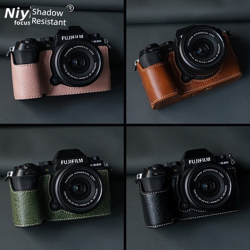 กระเป๋ากล้อง เหมาะสําหรับ Fuji XS20 Micro Single Camera Leather Case Faux Leather Buffalo Pattern Ba