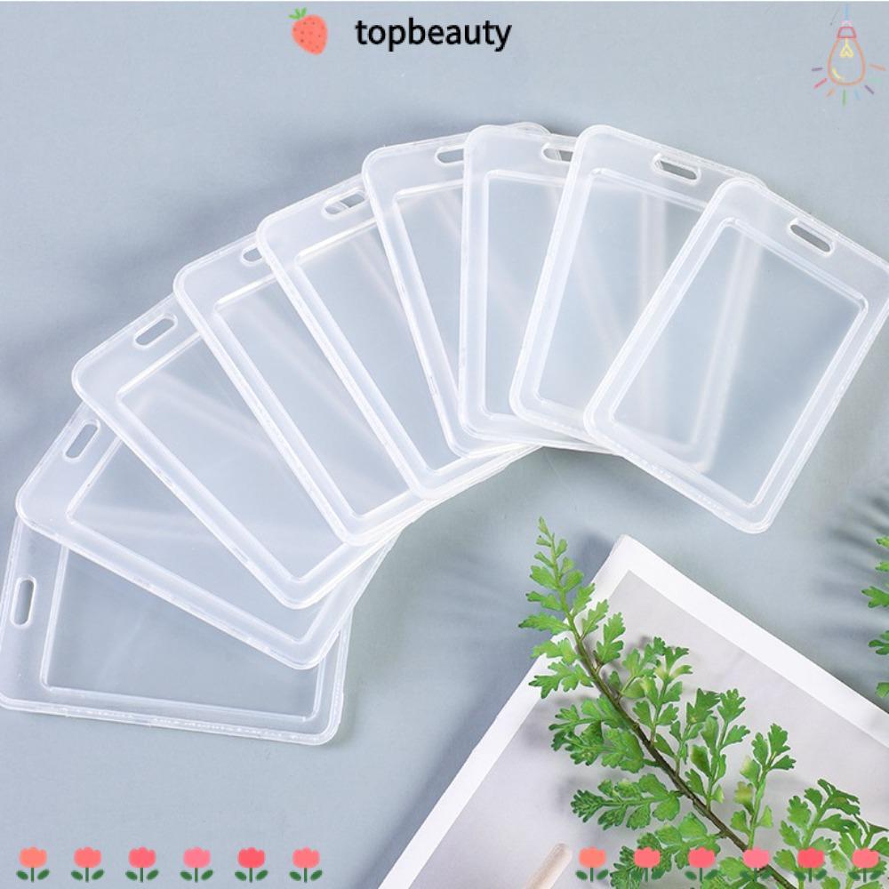 Topbeauty ที่ใส่บัตร, พลาสติกพร้อมปลอกการ์ดเชือกเส้นเล็ก, ฟิล์มป้องกันบัตรประจําตัวแบบใส