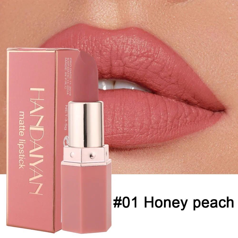 ช่างซ่อมบํารุง #01 Honey Peach Matte Lipstick - Soft Pink Nude Velvet Finish Waterproof Long Lasting