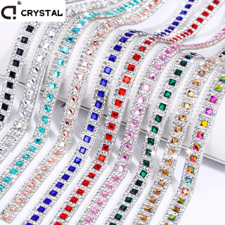 Self กาว Rhinestone Strip คริสตัลเพชร Trim เทป Glitter Bling สติกเกอร์ริบบิ้นสําหรับเสื้อผ้ากระเป๋ารองเท้า DIY ตกแต่งหัตถกรรมอุปกรณ์เสริม
