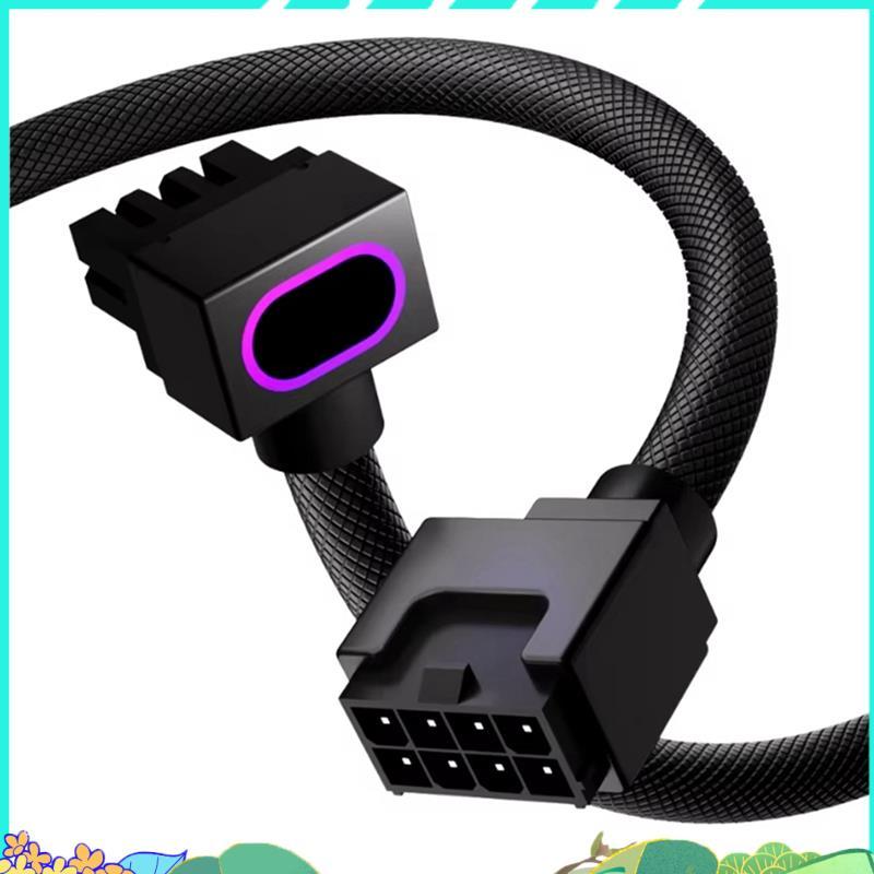 CPU8PIN ARGB PC Cable- สายต่อเมนบอร์ดพร้อม 5V 3-Pin, 18AWG 90° การออกแบบมุมขวา ขั้วต่อชายถึงหญิง A