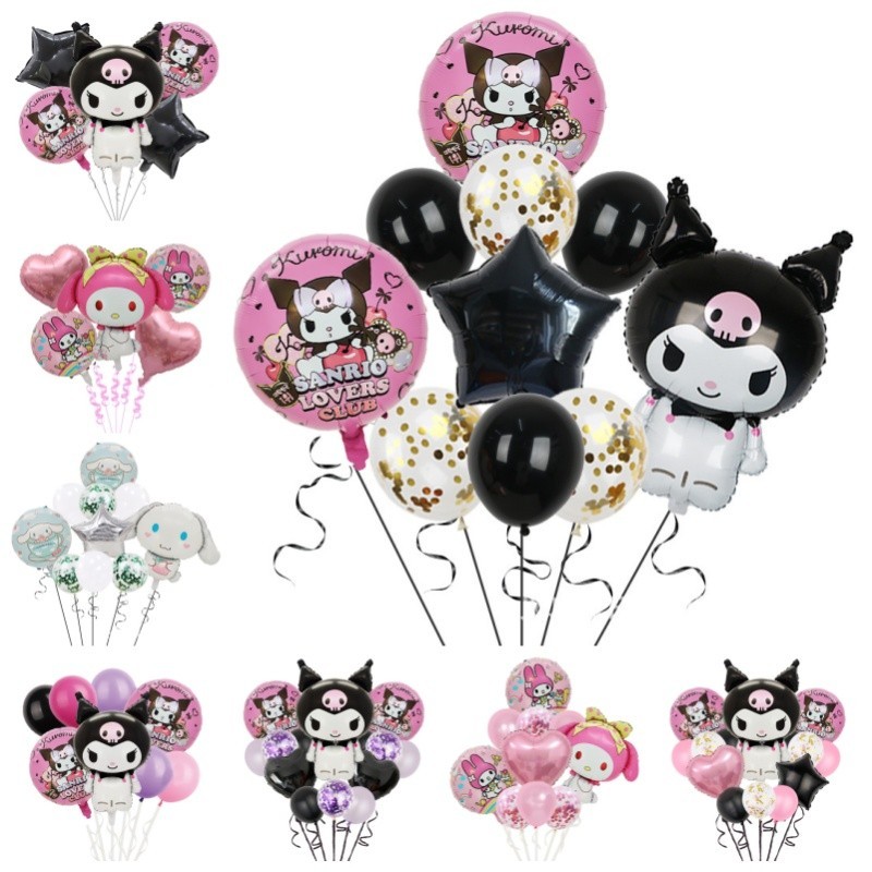 Sanrio ลูกโป่งฟอยล์ชุด Kuromi ลูกโป่งอลูมิเนียมฟอยล์ ลูกโป่งวันเกิด เซตลูกโป่ง ชุดลูกโป่งวันเกิด ชุดลูกโป่งยาง