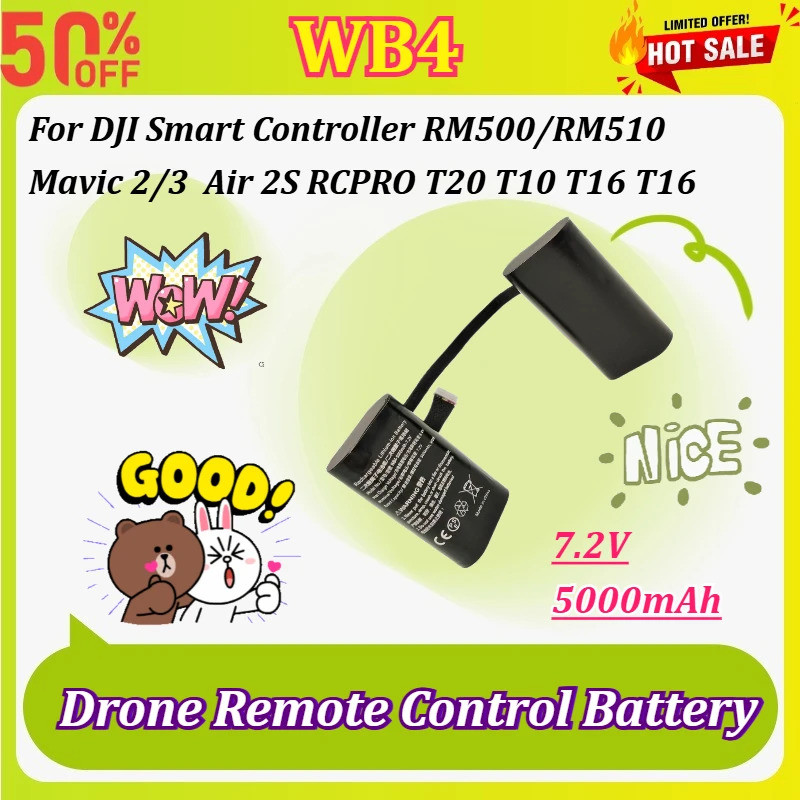 ใหม่ WB4-5000mAh-7.2V Drone รีโมทคอนโทรลแบตเตอรี่สําหรับ DJI Smart Controller RM500/RM510 Mavic 2/3 