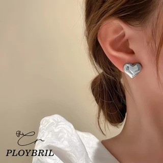 PLOYBRIL สไตล์ใหม่ Simple Glossy Love Heart ต่างหูหญิง Niche Design ต่างหูระดับไฮเอนด์ E017