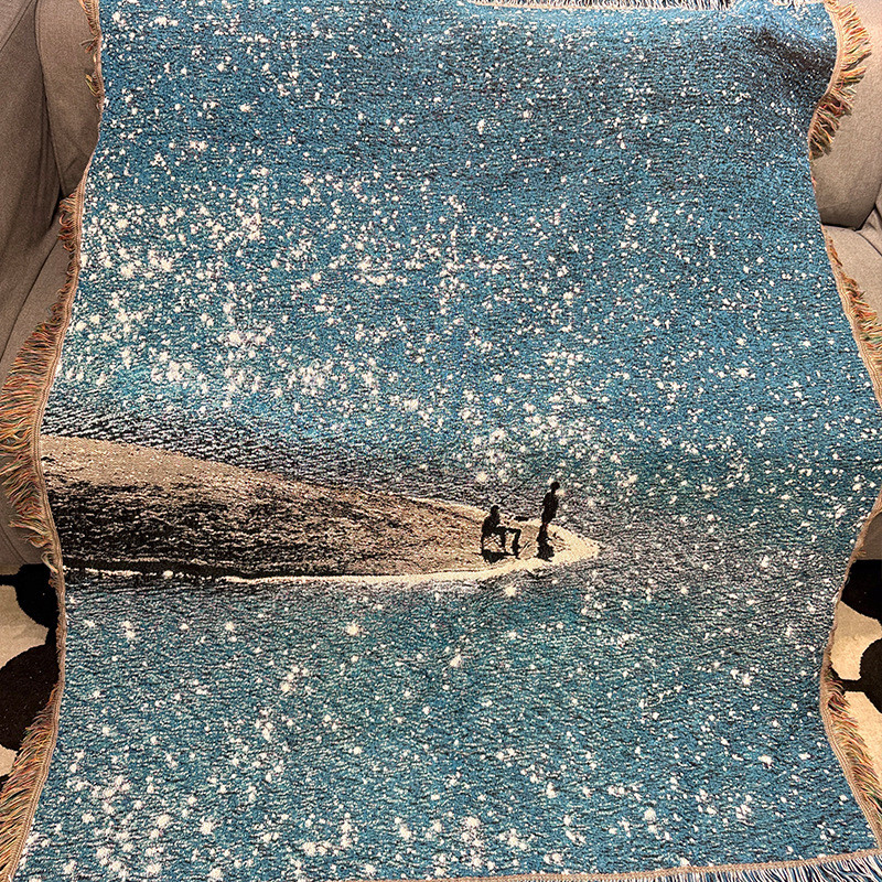 Jacquard Landscape Tapestry ผ้าพื้นหลังตกแต่ง Tapestry Outdoor Camping ผ้าห่มโซฟาผ้าห่ม Nap ผ้าห่มโซ
