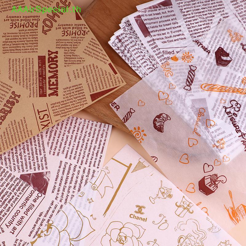 AAAirSpecial 50 แผ่น Bento Cake Box Pad Paper Burger Cake Oil Proof Paper Plate Paper TH