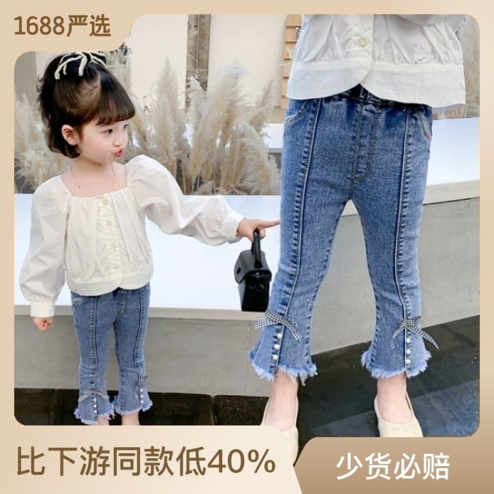 กางเกงยีนส์เด็กผู้หญิง ปักหัวใจ ✨california223.th✨