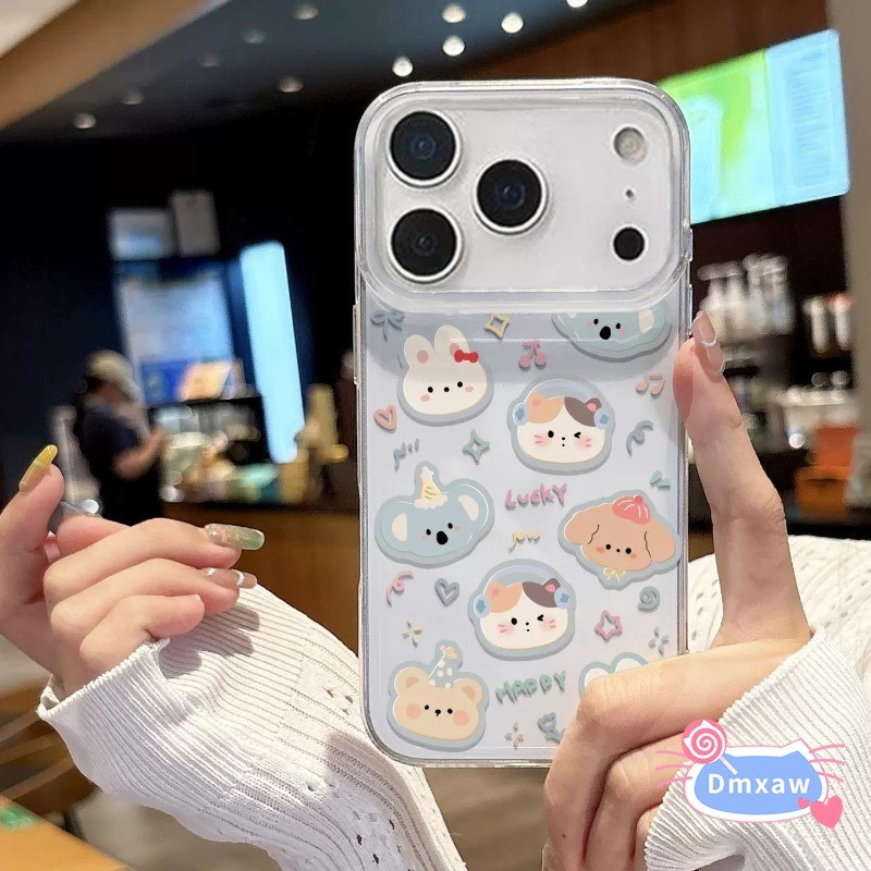 น่ารัก Graffiti Cladding สัตว์สีขาวครีมเคสโทรศัพท์สําหรับ OPPO A6 A5 2025 A3 energy A2 A1 Pro GT A6i