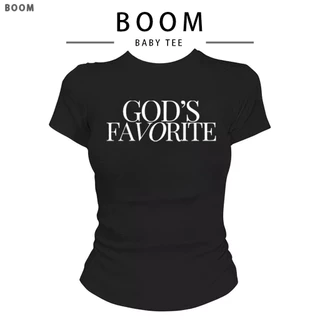 COD（จัดส่งภายใน 24 ชั่วโมง）| เกาหลี ผู้หญิง เสื้อทรง BABY TEE GOD'S FAVORITE
