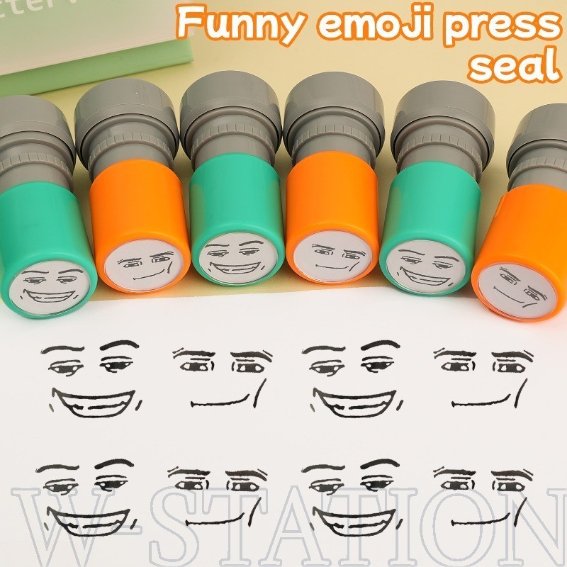 Quirky Emoji Press-Type Journal Stamp - Party Favors Stamps for Kids - Teacher Assignment Stamps - แ