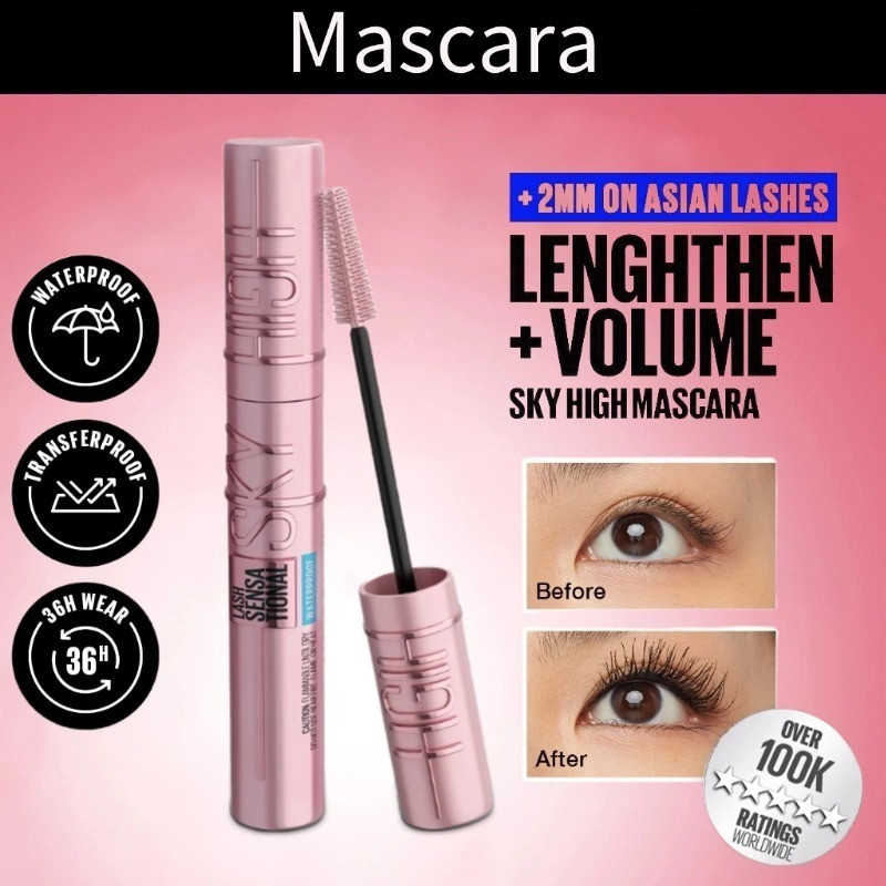 Sky High Mascara 24HR ติดทนนาน เพิ่มความยาว 2 มม. บน Asian Lashes กันน้ํา