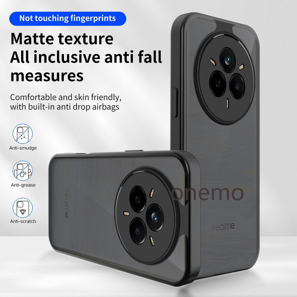 ปลอกปลอกสําหรับRealme 14 Pro Plus Realme14Pro 14Pro + 5G Matteสีดําอะคริลิคเคสโทรศัพท์กันกระแทกป้องก