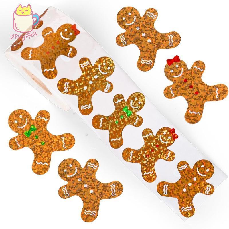 🎄✨[YPU] 500 Emboss Jeffones/roll Merry Christmas สติ๊กเกอร์ Santa combed Hat Christmas Bells Seal La