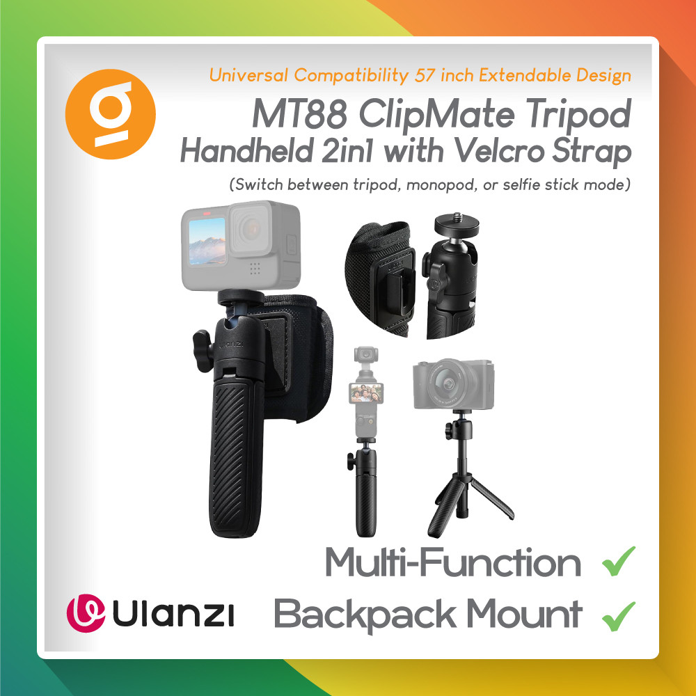 ULANZI MT88 ClipMate 3in1 ขาตั้งกล้องพร้อมสายรัดกระเป๋าเป้สะพายหลังสําหรับสมาร์ทโฟน HP & Action Came