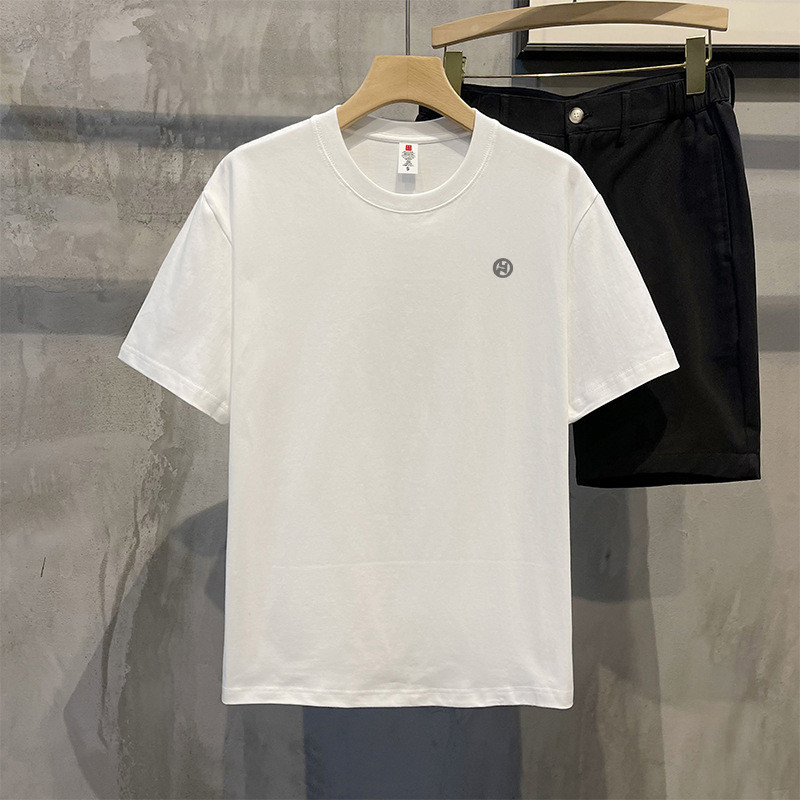 COD200g Heavy American Pure Cotton เสื้อยืดแขนสั้นฤดูร้อนคู่พิมพ์หลวม Bottoming เสื้อ T ผู้ชายผู้หญิ