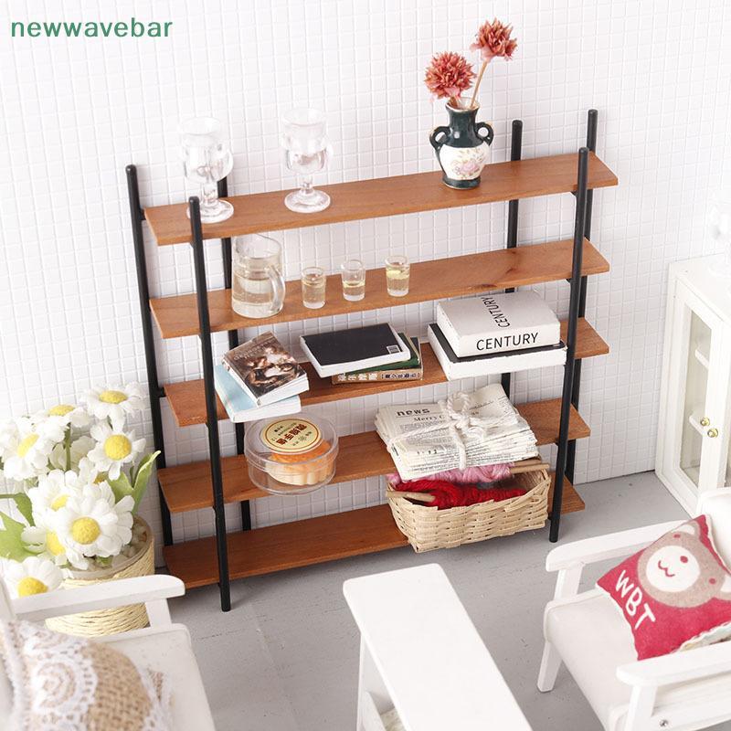 [HENGHOME] 1/12 Dollhouse Simulation Bookshelf Five-layer Storage Rack Model Doll Home Miniature Dis