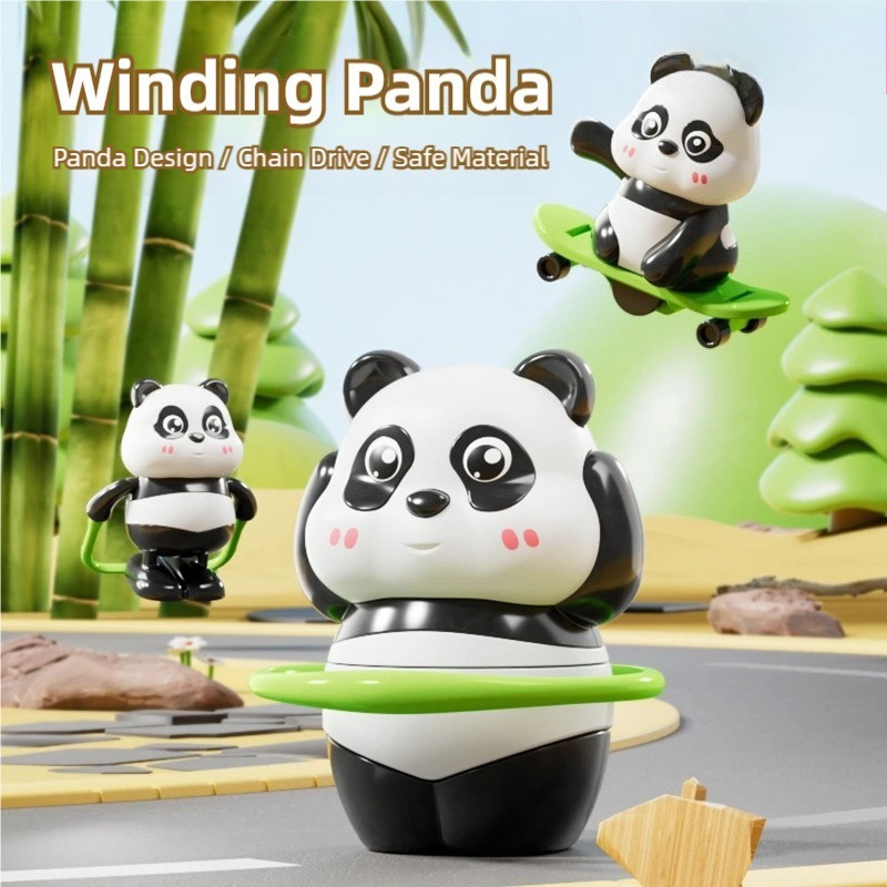 Clockwork น่ารัก Panda เด็กไขลานของเล่น Wind Up แขนหมุนไปข้างหน้า Winding Panda ตัวเลขของเล่นเด็กของขวัญเด็ก