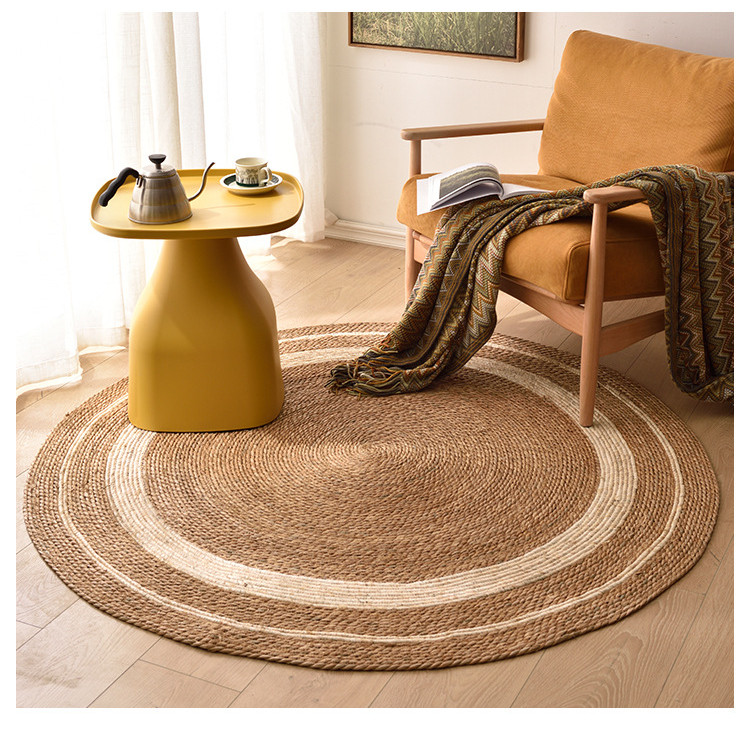 Rattan Mat Papyrus Oval Carpet Bedroom Woven round Hay Mat Guesthouse Decoration Mat Photography Pro