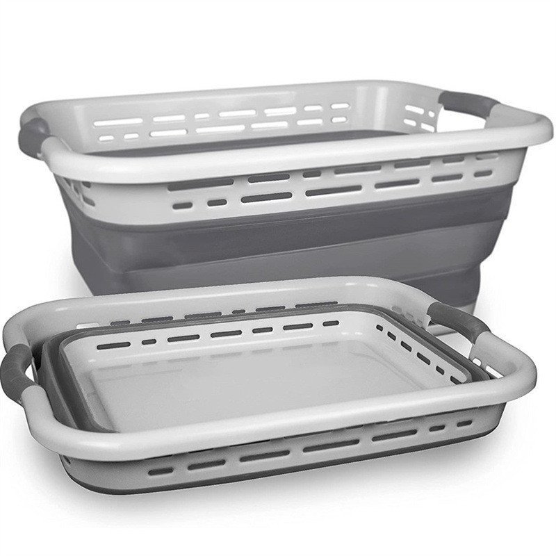 ตะกร้าเสื้อผ้าสกปรก PP Storage ความจุขนาดใหญ่ Standable หนา TPE มัลติฟังก์ชั่นพับได้ 42 ตะกร้าเก็บขอ