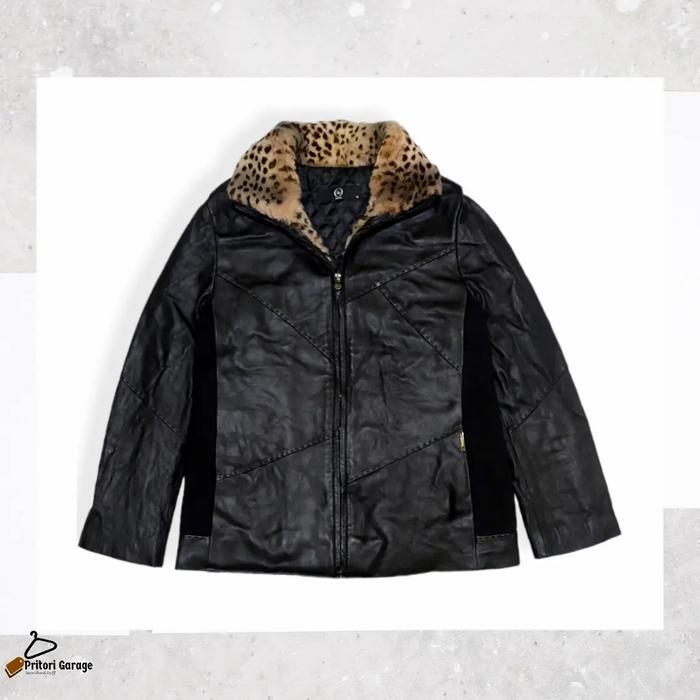 Bomber Leather Quilted Puffer Jacket Anthem สีดําสัตว์ขนสัตว์