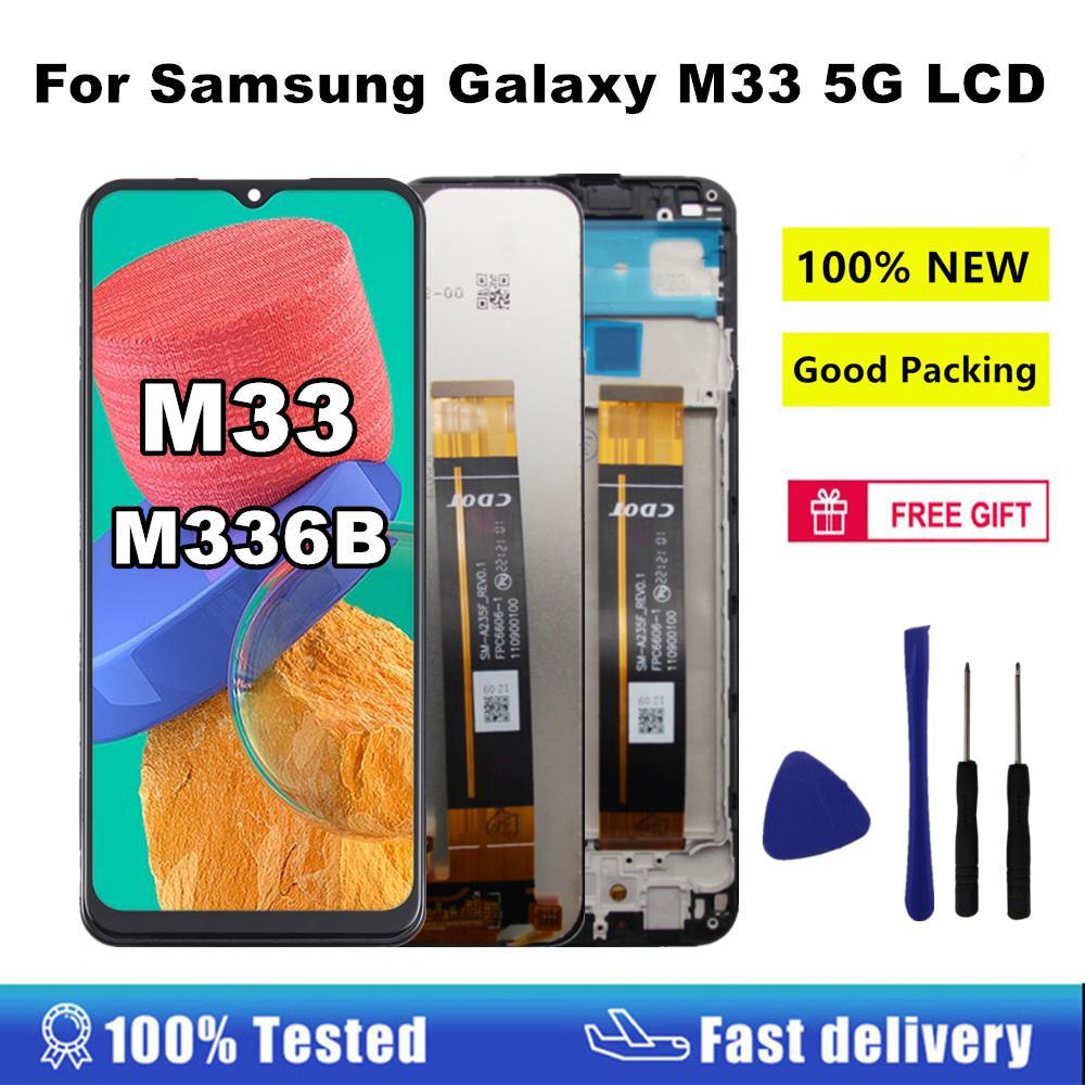 6.6 "LCD สําหรับ Samsung Galaxy M33 5G M336 จอแสดงผล LCD Touch Screen Digitizer กรอบสําหรับ Samsung 
