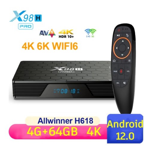 X98H PRO Android 12 TVBOX Allwinner H618 2.4/5G双Wifi6 BT 4K