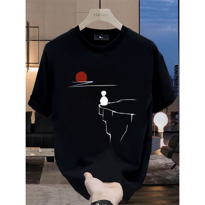 เกาหลี เกาหลี 20262025สไตล์ใหม่ Street Wear ผู้ชายเสื้อยืดแขนสั้นผู้ชายรอบคอพิมพ์ Street Wear เรียบง