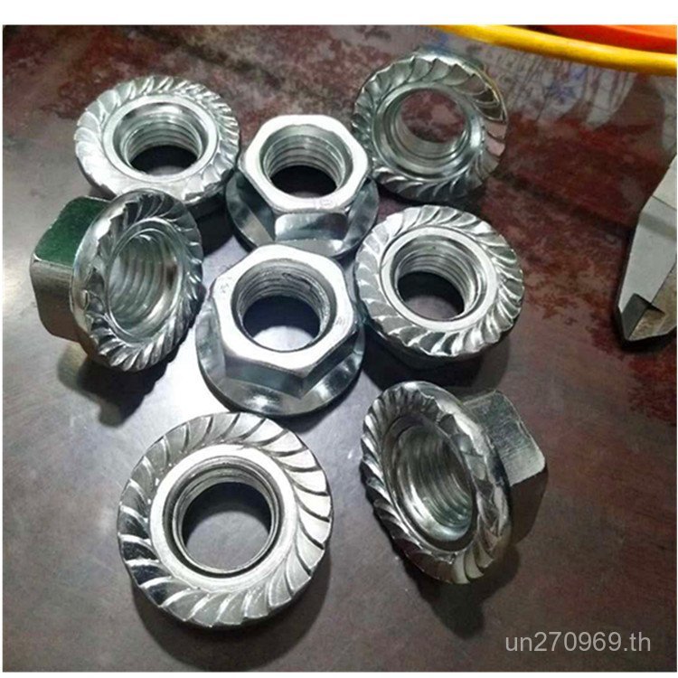 น็อตหน้าแปลนกันลื่น m5m6M8M10M16-24 น็อตชุบสังกะสีหน้าแปลน น็อตฟันพร้อมน็อต Pad Anti-คลาย 4F7Y