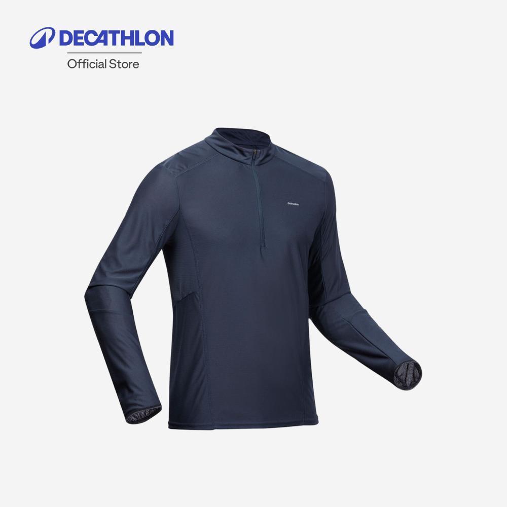 Decathlon Men'S Long-Sleeved Mountain Walking T-Shirt - Mh500 เสื้อยืดเดินป่าแขนยาวสำหรับผู้ชาย รุ่น