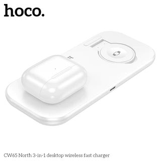 HOCO CW65 แท่นชาร์จไร้สาย 3in1 รองรับ มือถือ Phone / iOS Watch / หูฟัง จ่ายไฟ 15W Qi Wireless Charger hc6