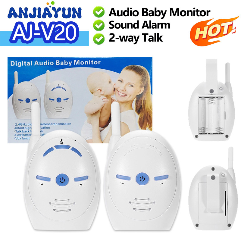 ANJIAYU เครื่องบันทึกเสียงเด็ก, เครื่องบันทึกเสียงเด็กแบบพกพา, อินเตอร์คอมด้วยเสียง, วิทยุสองทางแบบดิจิตอล 2.4GHz Babysitter สัญญาณเตือนภัยร้องไห้