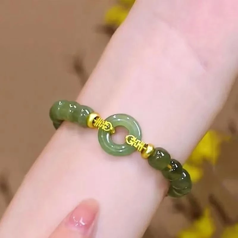 สร้อยข้อมือลูกปัดหยกสไตล์วินเทจ เหมาะสำหรับผู้หญิง เพิ่มเสน่ห์ในการแต่งกาย