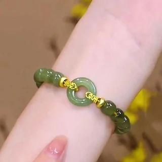 สร้อยข้อมือลูกปัดหยกสไตล์วินเทจ เหมาะสำหรับผู้หญิง เพิ่มเสน่ห์ในการแต่งกาย