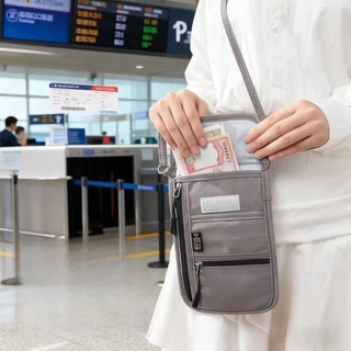 กระเป๋าซ่อนเงิน กันขโมย RFID ป้องกันโจรล้วง ใส่ Passport ใส่บัตร สะพายข้าง ช่องเก็บของเยอะ