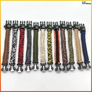 Virno สร้อยข้อมือพาราคอร์ด เอาตัวรอด อุปกรณ์เดินป่า หินจุดไฟ เข็มทิศ นกหวีด แคมป์ปิ้ง