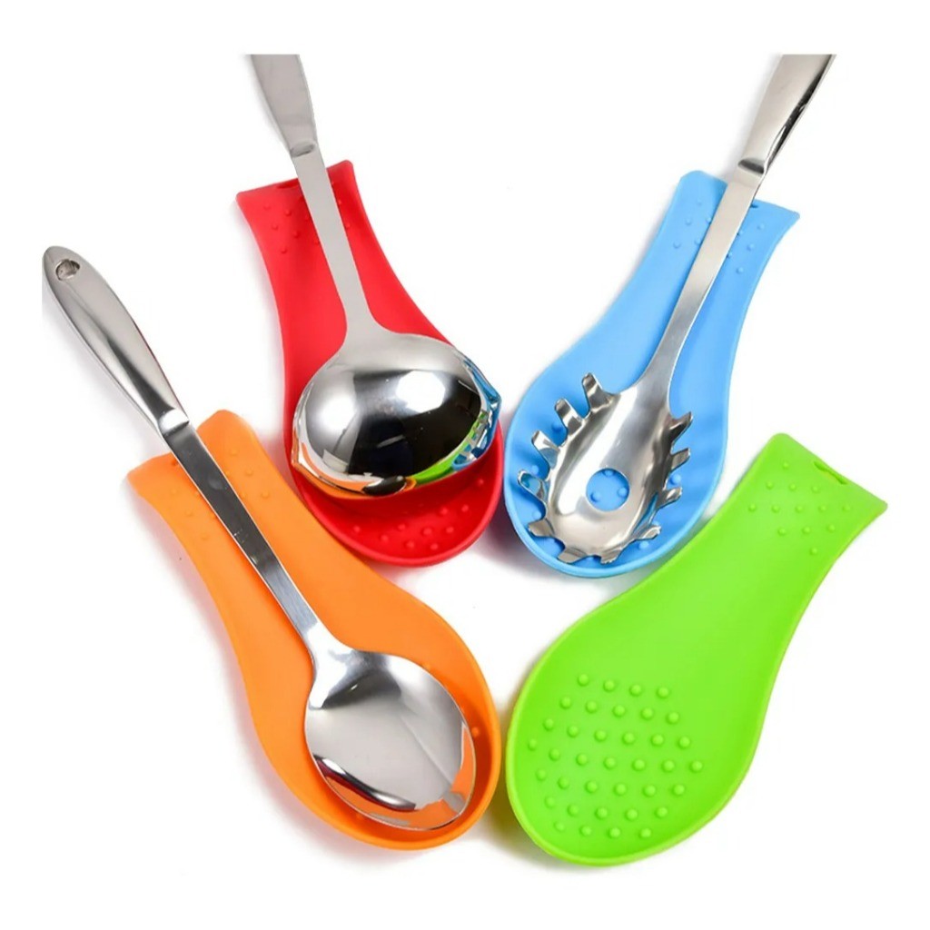 พร้อมส่ง ซิลิโคนวางตะหลิว ทัพพี ที่วางช้อนซิลิโคนฉนวนกันความร้อน Silicone spatula holder (สุ่มสี) จากไทย