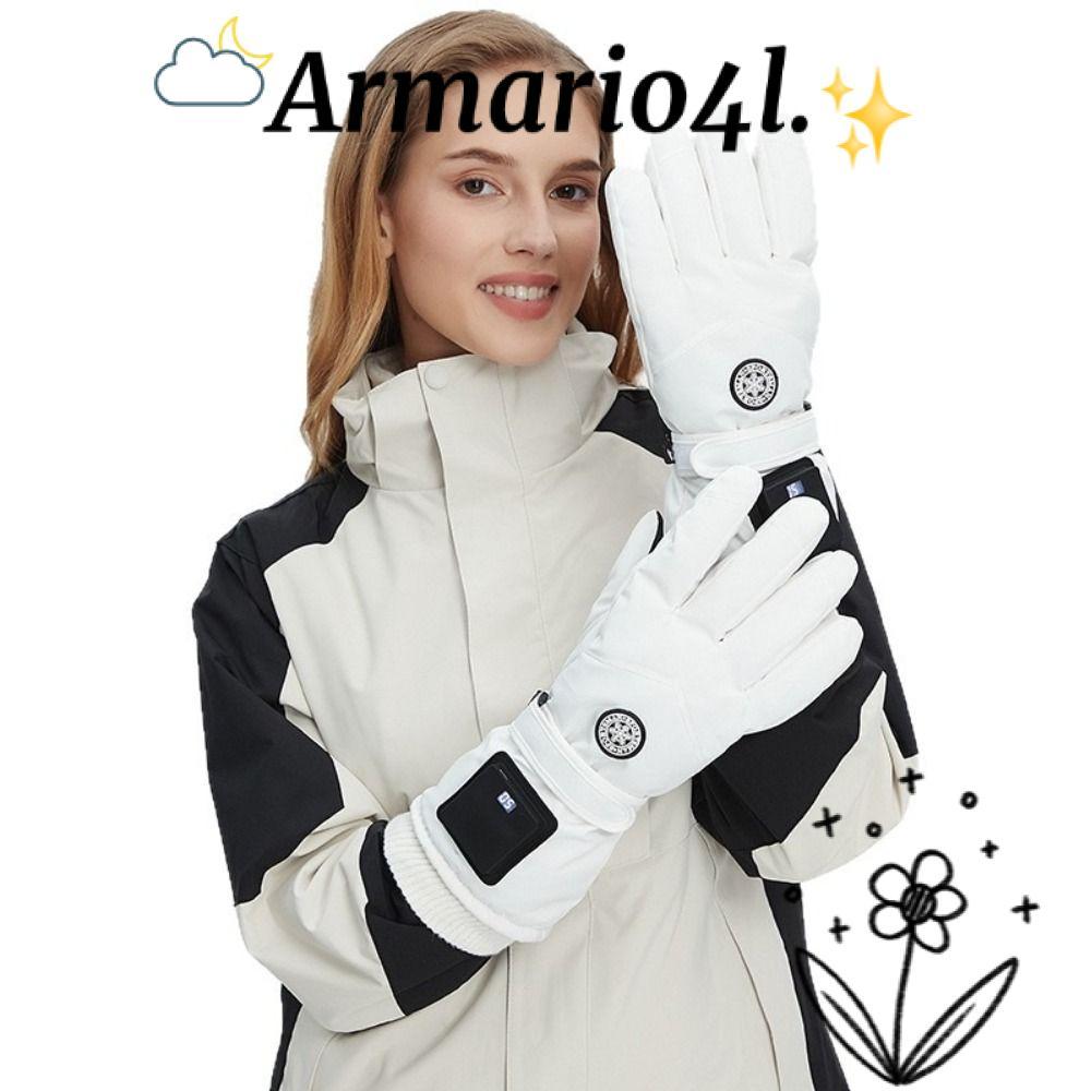 ARMARIO ถุงมืออุ่นไฟฟ้า, กันลม 3 ระดับความร้อนถุงมืออุ่นอัจฉริยะ, สมาร์ทเย็นหลักฐาน 1200mAh แบตเตอรี่หนาและถุงมือทําความร้อนกํามะหยี่กิจกรรมกลางแจ