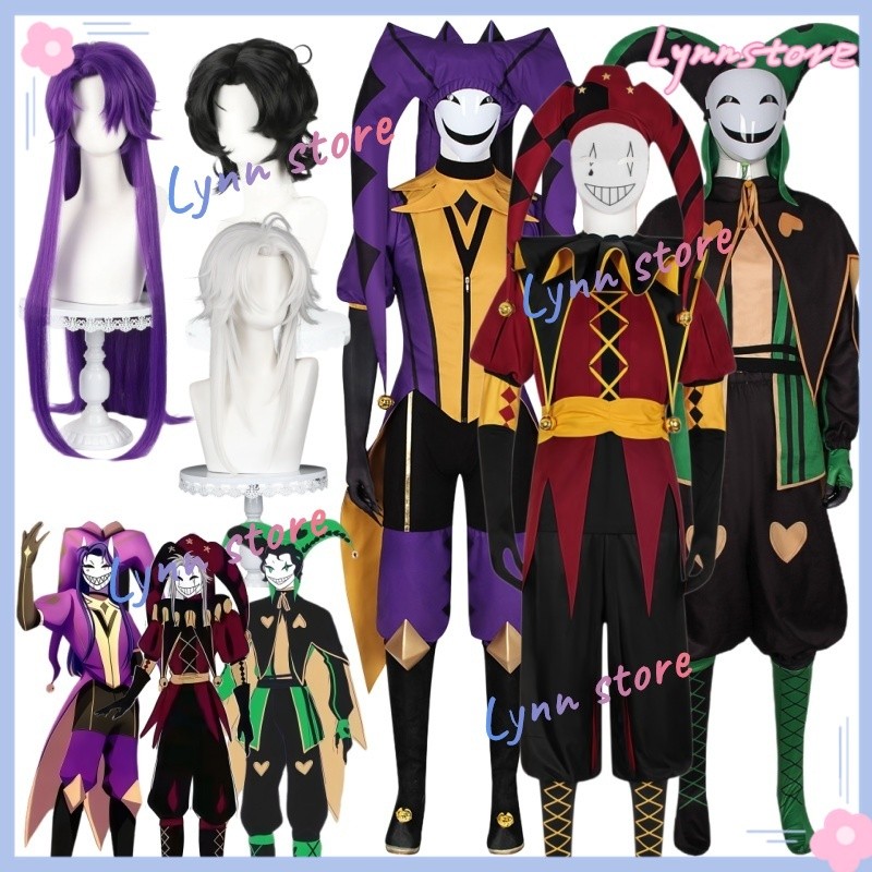 THE FREAK CIRCUS Joker เครื่องแต่งกาย PIERROT HARLEQUIN JESTER คอสเพลย์เครื่องแต่งกายวิกผมชุด Jester Carnival ชุด