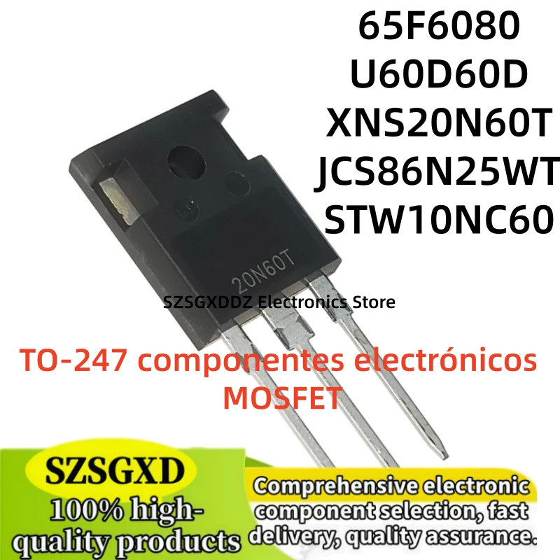 5PCS W10NC60 STW10NC60 JCS86N25WT 65F6080 IPW65R080CFD U60D XNS20N60T TO-247 Field Effect ทรานซิสเตอ