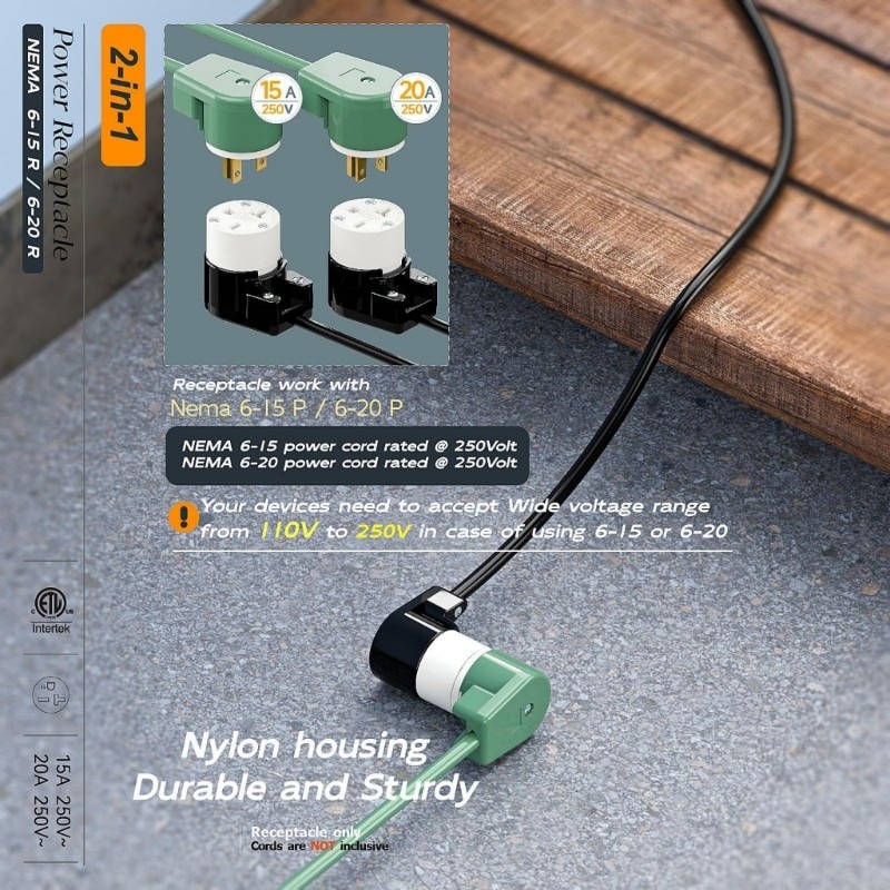 QJ NEMA 6 15R 20R Receptacle 250V สําหรับมืออาชีพติดตั้งหลายทิศทาง