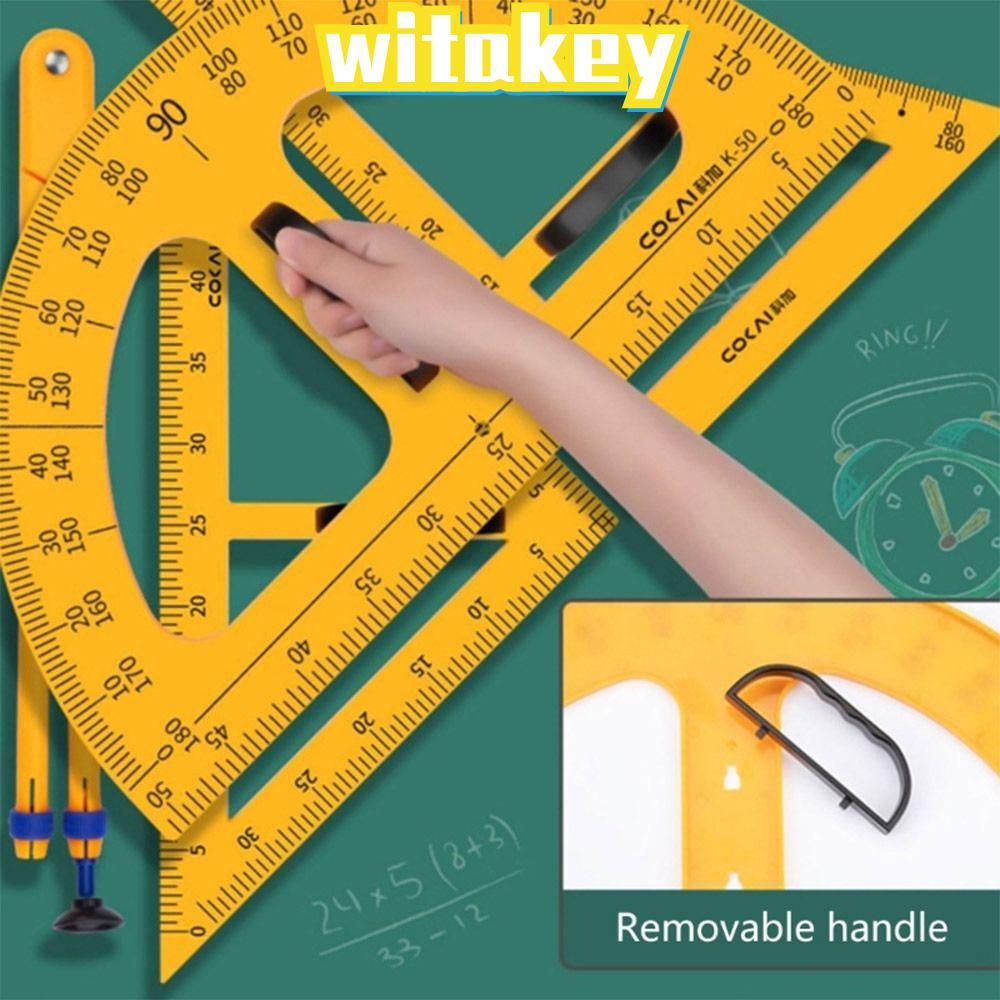 WITAKEY เครื่องวัดมุม, ไม้บรรทัดสามเหลี่ยมหลายขนาดขนาดใหญ่, มัลติฟังก์ชั่นมืออาชีพคณิตศาสตร์เรขาคณิตเข็มทิศโรงเรียน Office